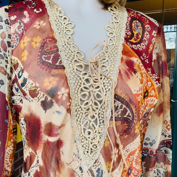 Caché Silk Boho Style Top - Picture 4 of 8